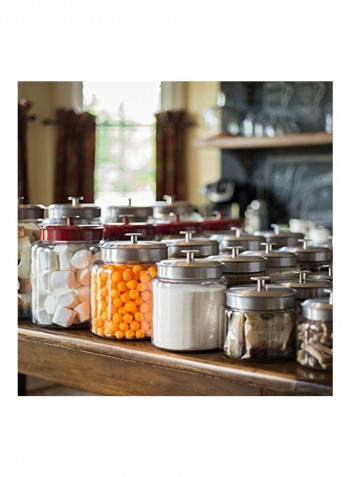Glass Storage Jar Clear/Silver 8.6 x 8.6 x 11.8inch