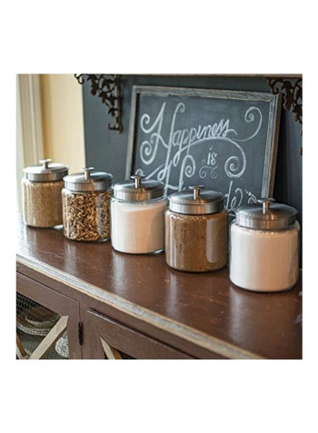 Glass Storage Jar Clear/Silver 8.6 x 8.6 x 11.8inch