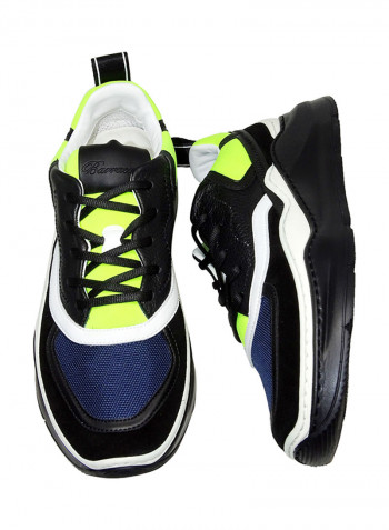 Men's Contrast Sneakers Black/Navy/Lime Green