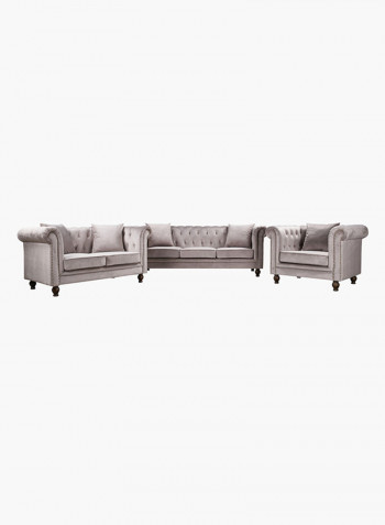 3-Seater Sofia Tufted Sofa With Scatter Cushions Grey
