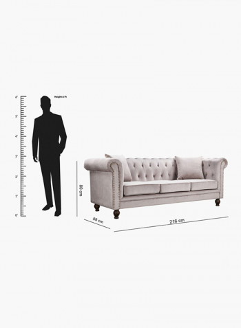 3-Seater Sofia Tufted Sofa With Scatter Cushions Grey