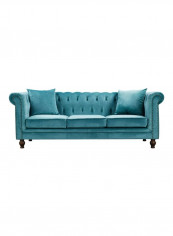Sofia 3-Seater Sofa With Scatter Cushions Green 216x80x88cm
