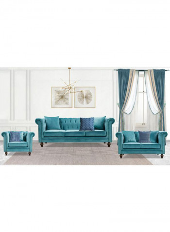 Sofia 3-Seater Sofa With Scatter Cushions Green 216x80x88cm
