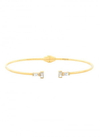 18K White Sapphire Baguette Yellow Gold Bangle