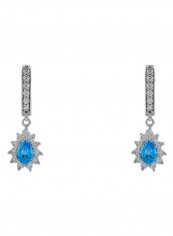 18 Karat Gold Sapphire And Quartz Clip On Earrings