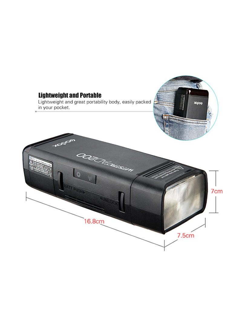 AD200 Pocket Flash Portable Mini TTL Speedlite With 2 Light Heads Black