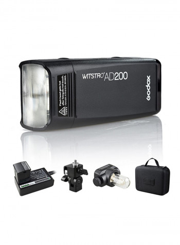 AD200 Pocket Flash Portable Mini TTL Speedlite With 2 Light Heads Black