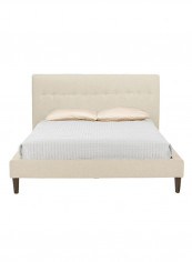 Lily Modern Button Tufted Platform Bed With Mattress Beige 160 x 200centimeter