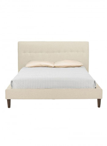 Lily Modern Button Tufted Platform Bed With Mattress Beige 160 x 200centimeter
