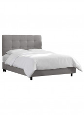 Skyline Tufted Bed With Mattress Grey 160 x 200centimeter