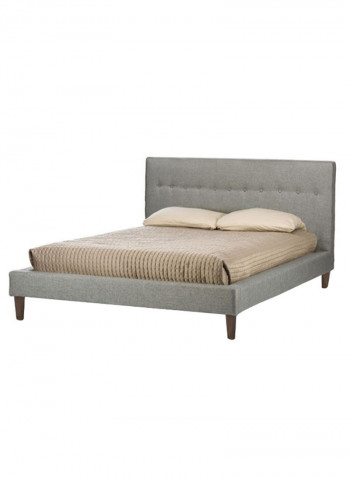 Lily Modern Button Tufted Platform Bed With Mattress Grey 160 x 200centimeter