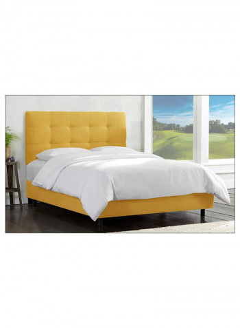 Skyline Tufted Bed With Mattress Yellow 160 x 200centimeter