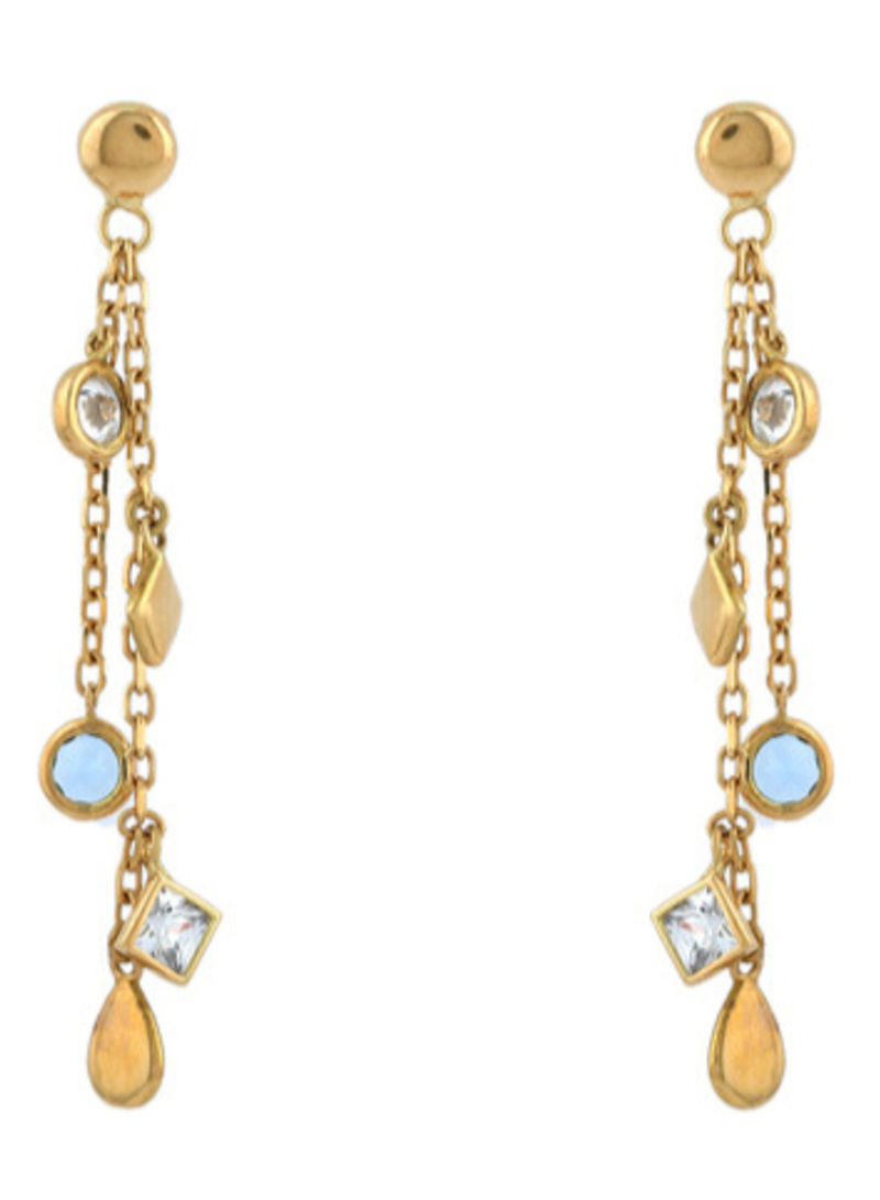 18 Karat Gold Long Dangle Earrings