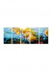 Modern Ocean Design Wall Art Blue/Yellow/Green 64x2x24inch