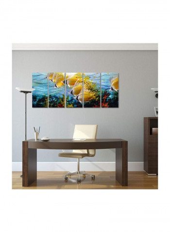 Modern Ocean Design Wall Art Blue/Yellow/Green 64x2x24inch