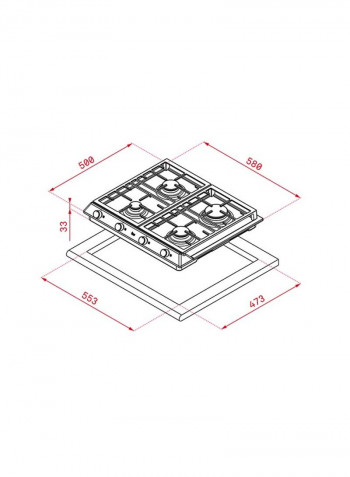 Ex 60.1 4G Ai Al Ci Plate Gas With With Cast Iron Grids 60 Cm Of Butane Gas 40212003 Silver