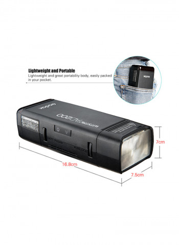 Pocket Flash Portable Mini TTL Speedlite With 2 Light Heads Black