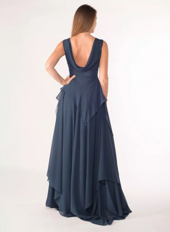 Layered Evening Gown Persian Blue