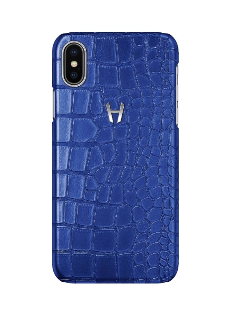 Alligator Protective Case Cover For Apple iPhone XS Max Peony Blue/Silver