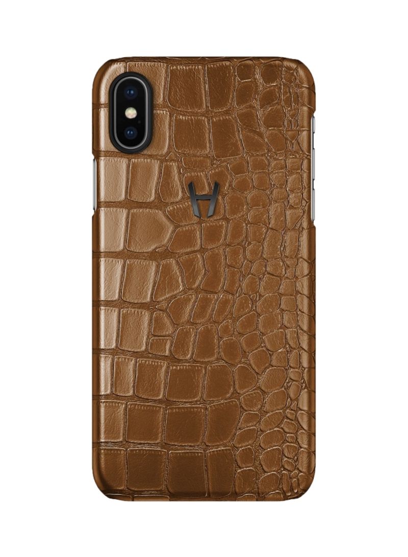 Alligator Skin Designed Case For Apple iPhone XS Max Cognac/Black