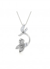18 Karat White Gold Flower Angle Pendant Necklace