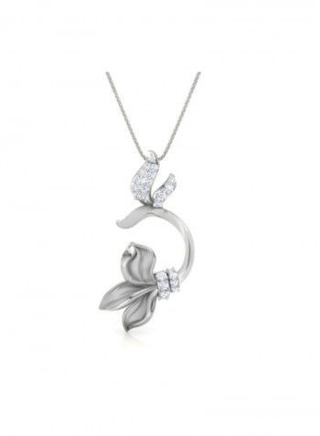 18 Karat White Gold Flower Angle Pendant Necklace
