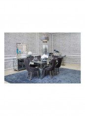 Stylish Thonet Dining Table with 6 Chairs Silver/Black