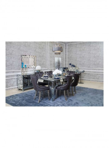 Stylish Thonet Dining Table with 6 Chairs Silver/Black