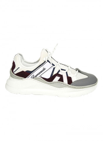 Men's Contrast Sneakers White/Grey/Burgundy