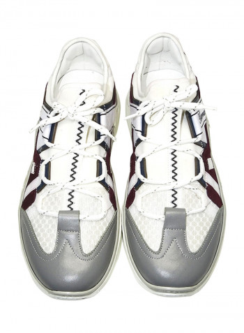 Men's Contrast Sneakers White/Grey/Burgundy
