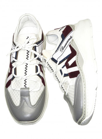 Men's Contrast Sneakers White/Grey/Burgundy
