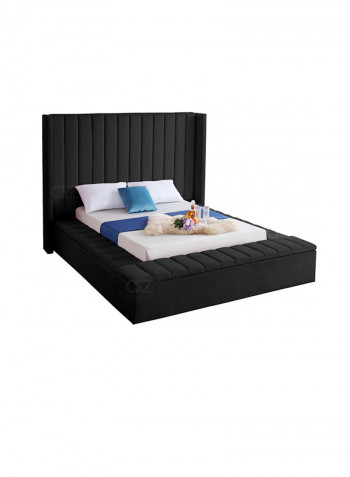 Hugo Velvet Upholsterd Twin Bed Without Mattress Black 165x200x120cm