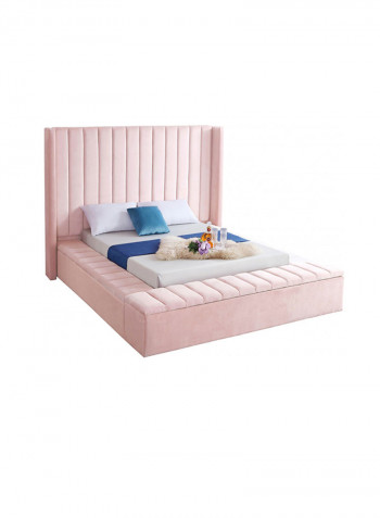 Hugo Velvet Upholsterd Twin Bed Without Mattress Pink 165x200x120cm