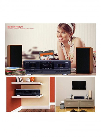 Dual Stereo Cassette Tape Deck PT659DU Black