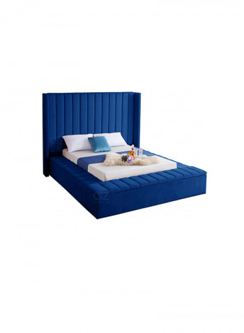 Hugo Velvet Upholsterd Twin Bed Without Mattress Blue 165x200x120cm