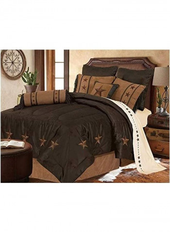 5-Piece Comforter Set Cotton Black/Brown Twin