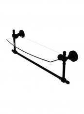 Retro-Wave Collection Wall Mounted Glass Shelf Matte Black/Clear 18inch