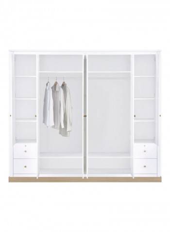 Sweden Six-Door Wardrobe With Mirror White 55x240x210cm