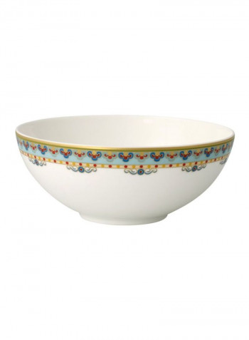 6-Piece Samarkand Aquamarine Printed Porcelain Bowl Set White/Blue/Yellow 78centimeter