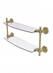 Retro Dot Collection Two Tiered Glass Shelf Clear/Gold 18inch