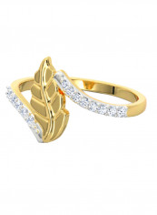 18K Gold Exquisite Design Silka Leaf Diamond Ring