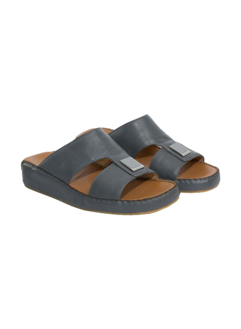 Leather Slip-On Arabic Sandals Grey/Silver