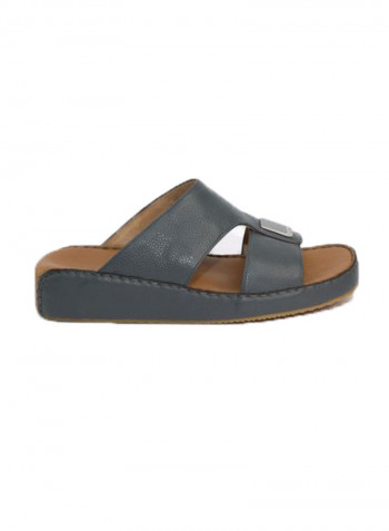 Leather Slip-On Arabic Sandals Grey/Silver