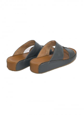 Leather Slip-On Arabic Sandals Grey/Silver