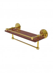 Que New Collection Wood Shelf Towel Holder Brown/Gold 16inch