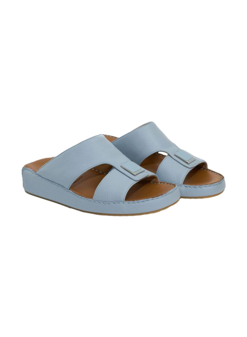 Leather Slip-On Arabic Sandals Blue/Silver
