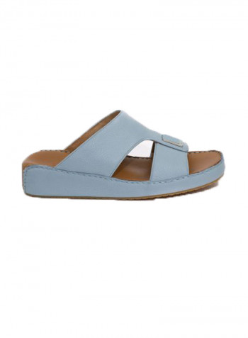 Leather Slip-On Arabic Sandals Blue/Silver