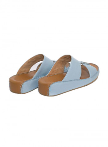 Leather Slip-On Arabic Sandals Blue/Silver