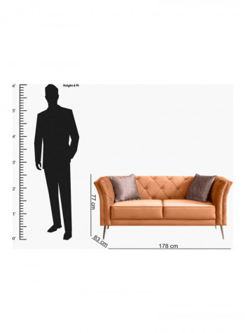Rochelle 2-Seater Sofa With 2 Cushions Orange 77x178x83cm