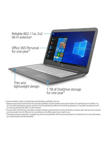 Stream-14-cb030nr Laptop With 14-Inch Display, Celeron Processor/4GB RAM/32GB eMMC Flash Drive/Intel GMA 3150 Graphics Smoke Grey